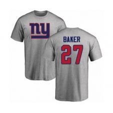 Football New York Giants #27 Deandre Baker Ash Name & Number Logo T-Shirt