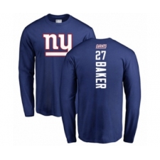 Football New York Giants #27 Deandre Baker Royal Blue Backer Long Sleeve T-Shirt