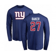 Football New York Giants #27 Deandre Baker Royal Blue Name & Number Logo Long Sleeve T-Shirt