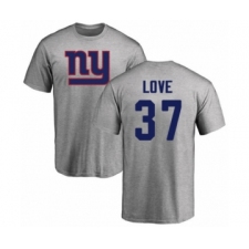 Football New York Giants #37 Julian Love Ash Name & Number Logo T-Shirt