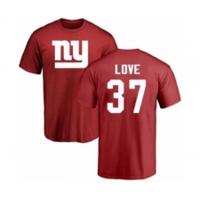 Football New York Giants #37 Julian Love Red Name & Number Logo T-Shirt