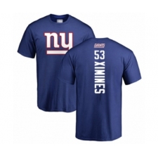 Football New York Giants #53 Oshane Ximines Royal Blue Backer T-Shirt