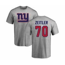 Football New York Giants #70 Kevin Zeitler Ash Name & Number Logo T-Shirt
