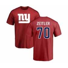 Football New York Giants #70 Kevin Zeitler Red Name & Number Logo T-Shirt