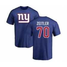 Football New York Giants #70 Kevin Zeitler Royal Blue Name & Number Logo T-Shirt