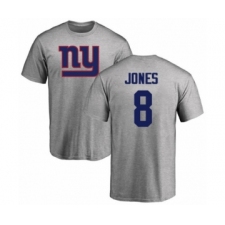 Football New York Giants #8 Daniel Jones Ash Name & Number Logo T-Shirt