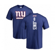 Football New York Giants #8 Daniel Jones Royal Blue Backer T-Shirt