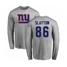 Football New York Giants #86 Darius Slayton Ash Name & Number Logo Long Sleeve T-Shirt
