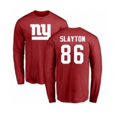 Football New York Giants #86 Darius Slayton Red Name & Number Logo Long Sleeve T-Shirt