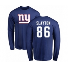 Football New York Giants #86 Darius Slayton Royal Blue Name & Number Logo Long Sleeve T-Shirt