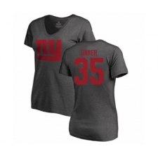 Football Women's New York Giants #35 Deandre Baker Ash One Color T-Shirt