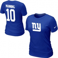 Nike New York Giants #10 Eli Manning Name & Number Women's NFL T-Shirt - Blue