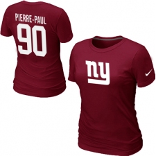 Nike New York Giants #90 Jason Pierre-Paul Name & Number Women's NFL T-Shirt - Red