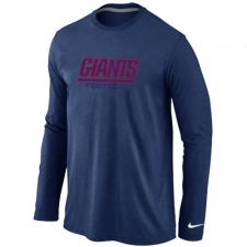 Nike New York Giants Authentic Font Long Sleeve NFL T-Shirt - Dark Blue