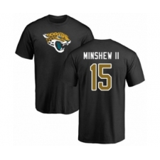 Football Jacksonville Jaguars #15 Gardner Minshew II Black Name & Number Logo T-Shirt