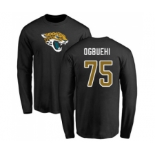 Football Jacksonville Jaguars #75 Cedric Ogbuehi Black Name & Number Logo Long Sleeve T-Shirt