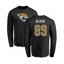 Football Jacksonville Jaguars #89 Josh Oliver Black Name & Number Logo Long Sleeve T-Shirt