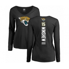 Football Women's Jacksonville Jaguars #15 Gardner Minshew II Black Backer Slim Fit Long Sleeve T-Shirt