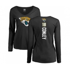 Football Women's Jacksonville Jaguars #18 Chris Conley Black Backer Slim Fit Long Sleeve T-Shirt