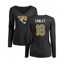 Football Women's Jacksonville Jaguars #18 Chris Conley Black Name & Number Logo Slim Fit Long Sleeve T-Shirt