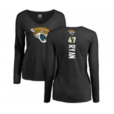 Football Women's Jacksonville Jaguars #47 Jake Ryan Black Backer Slim Fit Long Sleeve T-Shirt
