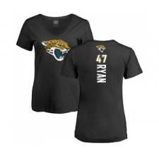 Football Women's Jacksonville Jaguars #47 Jake Ryan Black Backer V-Neck T-Shirt