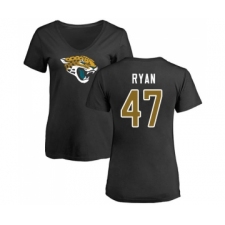 Football Women's Jacksonville Jaguars #47 Jake Ryan Black Name & Number Logo Slim Fit T-Shirt