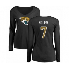 Football Women's Jacksonville Jaguars #7 Nick Foles Black Name & Number Logo Slim Fit Long Sleeve T-Shirt