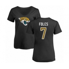 Football Women's Jacksonville Jaguars #7 Nick Foles Black Name & Number Logo Slim Fit T-Shirt