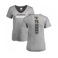 Football Women's Jacksonville Jaguars #75 Cedric Ogbuehi Ash Backer T-Shirt