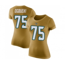Football Women's Jacksonville Jaguars #75 Cedric Ogbuehi Gold Rush Pride Name & Number T-Shirt