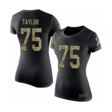 Football Women's Jacksonville Jaguars #75 Jawaan Taylor Black Camo Salute to Service T-Shirt