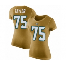 Football Women's Jacksonville Jaguars #75 Jawaan Taylor Gold Rush Pride Name & Number T-Shirt