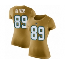Football Women's Jacksonville Jaguars #89 Josh Oliver Gold Rush Pride Name & Number T-Shirt
