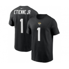 Men's Jacksonville Jaguars #1 Travis Etienne JR 2021 Black Football Draft First Round Pick Player Name & Number Football T-Shirt