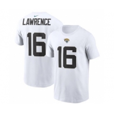 Men's Jacksonville Jaguars #16 Trevor Lawrence 2021 White Football Draft First Round Pick Player Name & Number Football T-Shirt