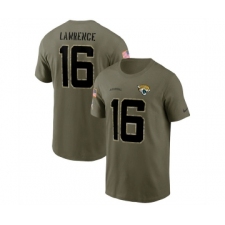Men's Jacksonville Jaguars #16 Trevor Lawrence 2022 Olive Salute to Service T-Shirt