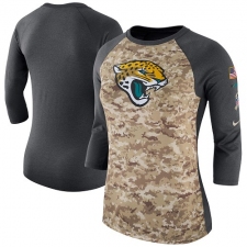 NFL Women's Jacksonville Jaguars Nike Camo Charcoal Salute to Service Legend Three-Quarter Raglan Sleeve T-Shirt