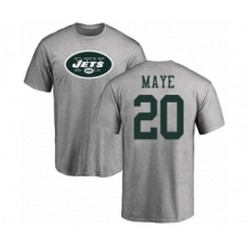 Football New York Jets #20 Marcus Maye Ash Name & Number Logo T-Shirt