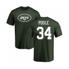 Football New York Jets #34 Brian Poole Green Name & Number Logo T-Shirt