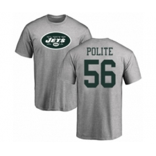 Football New York Jets #56 Jachai Polite Ash Name & Number Logo T-Shirt