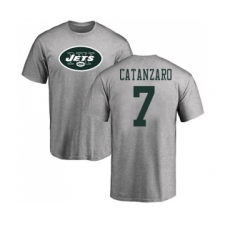 Football New York Jets #7 Chandler Catanzaro Ash Name & Number Logo T-Shirt