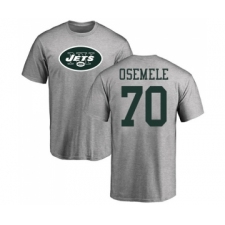 Football New York Jets #70 Kelechi Osemele Ash Name & Number Logo T-Shirt