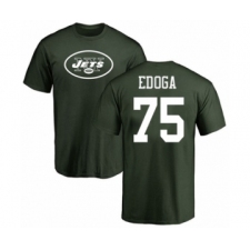 Football New York Jets #75 Chuma Edoga Green Name & Number Logo T-Shirt