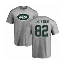 Football New York Jets #82 Jamison Crowder Ash Name & Number Logo T-Shirt