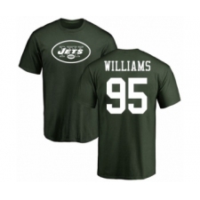 Football New York Jets #95 Quinnen Williams Green Name & Number Logo T-Shirt
