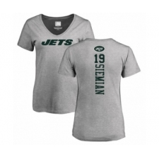 Football Women's New York Jets #19 Trevor Siemian Ash Backer T-Shirt