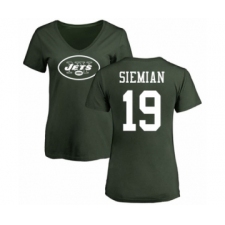Football Women's New York Jets #19 Trevor Siemian Green Name & Number Logo T-Shirt