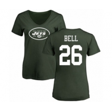 Football Women's New York Jets #26 Le'Veon Bell Green Name & Number Logo T-Shirt
