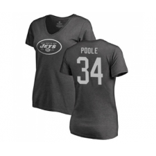 Football Women's New York Jets #34 Brian Poole Ash One Color T-Shirt